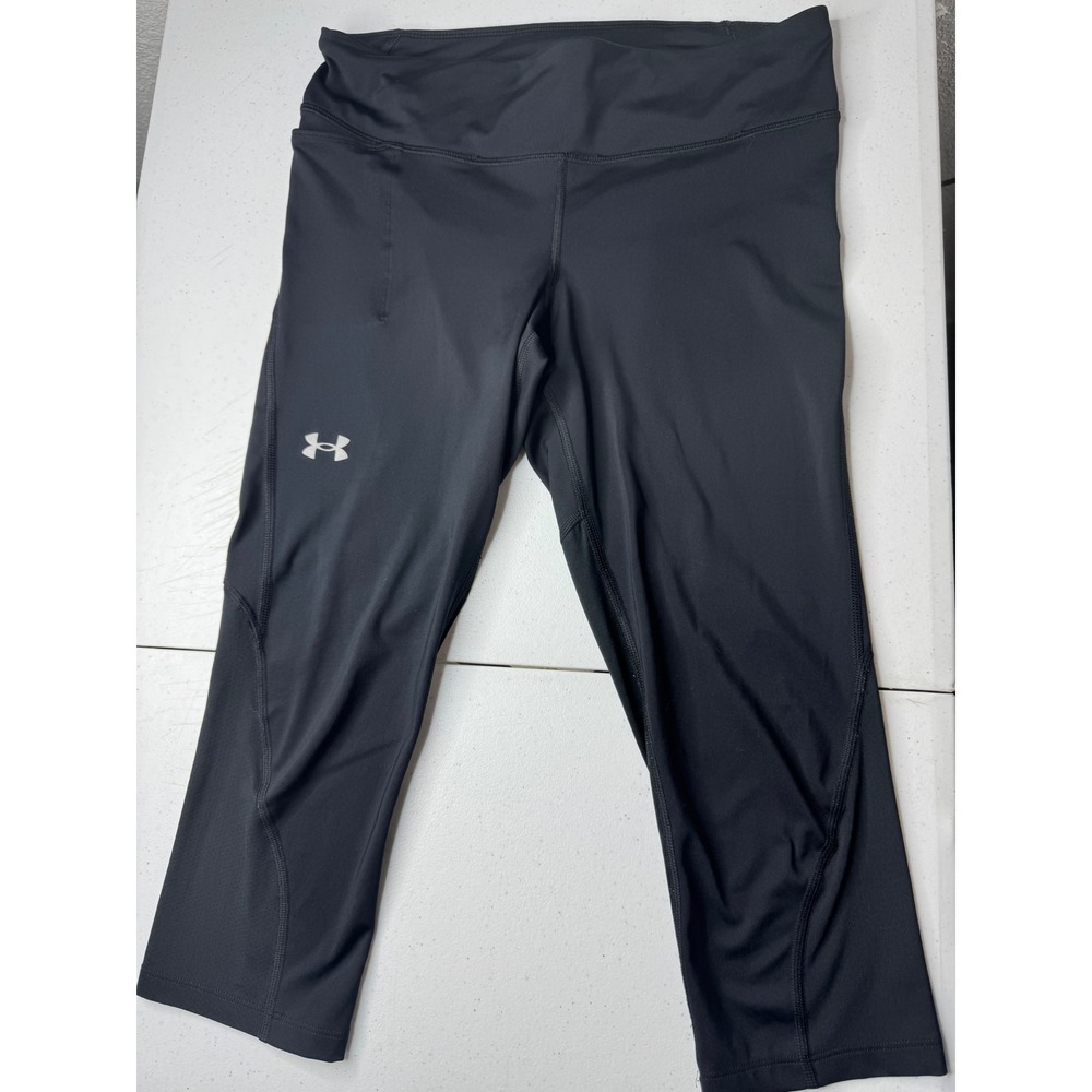 Under Armour HeatGear Black Compression Cropped Leggings‎ Womens Large L